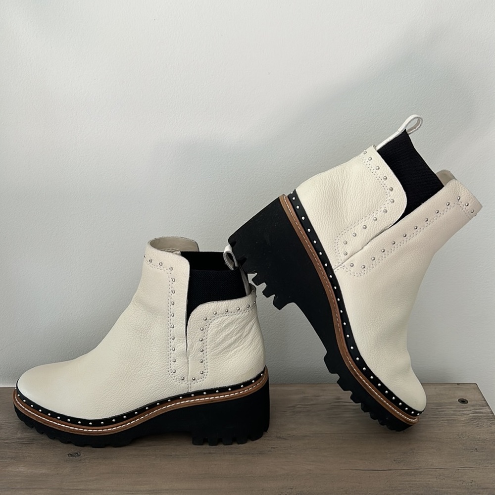 DOLCE VITA Huey H20 Studded Bootie Cream Black Chelsea Boots